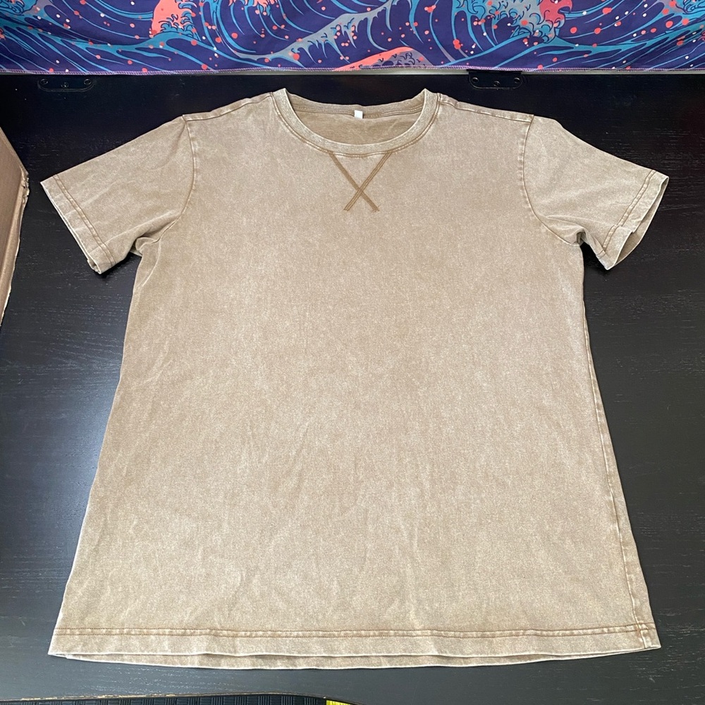 Men's Washed Crewneck T-Shirt in Light Brown